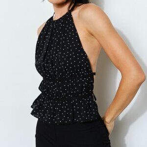 1 LEFT!! OPEN TO IT POLKA DOT HALTER TOP